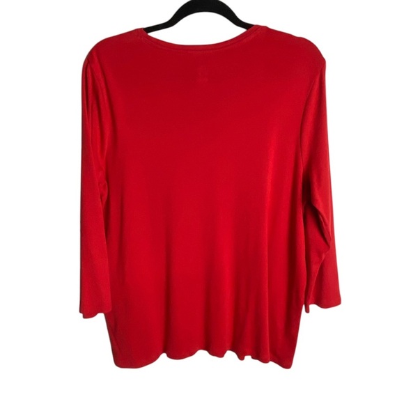 J Jill Size Large Perfect Pima Side Button Tee Red Long Sleeve Cotton Casual - Picture 2 of 5